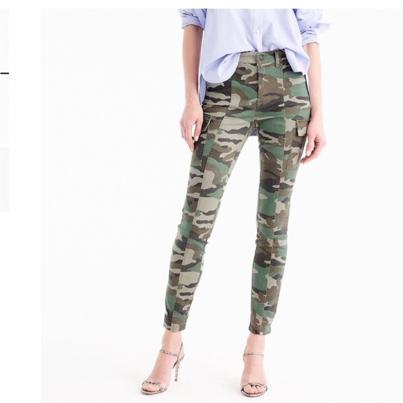 J.crew 9” Cargo toothpick pant in camo print Cotton Skinny Leg cargo size 27 - Picture 1 of 12